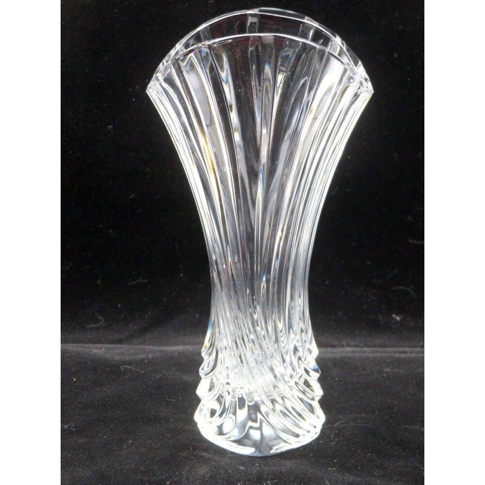 Mikasa Florale 8" Crystal Bud Vase Heavy Twisted Fluted Trumpet Centerpiece